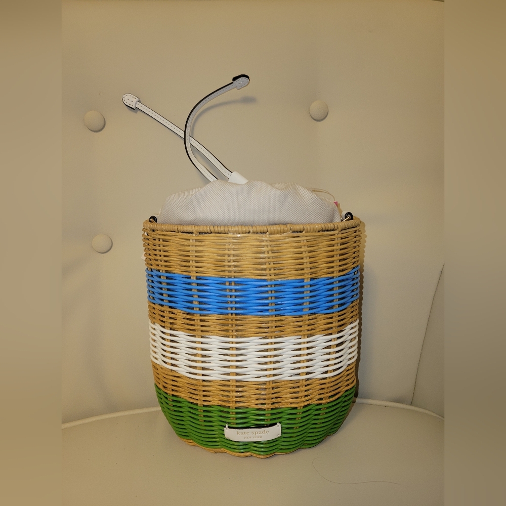 Kate Spade New York Striped Woven Basket Buoy Bag NWT!